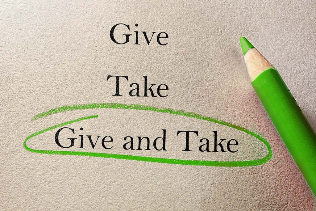 Simple-Not Easy Give and take circled on paper